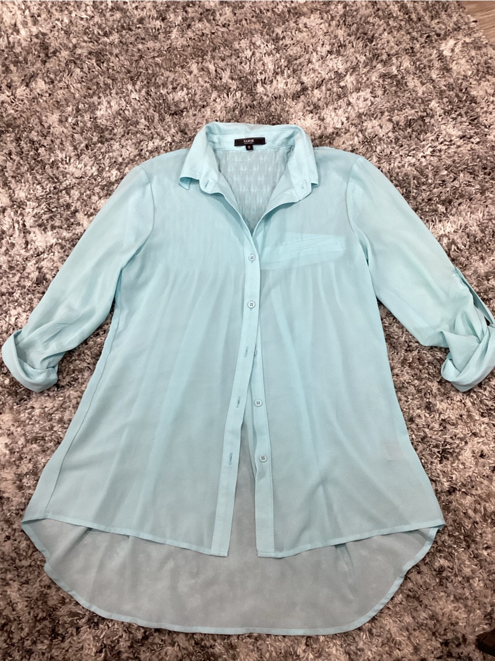 Light Blue Long-Sleeve Women's Blouse